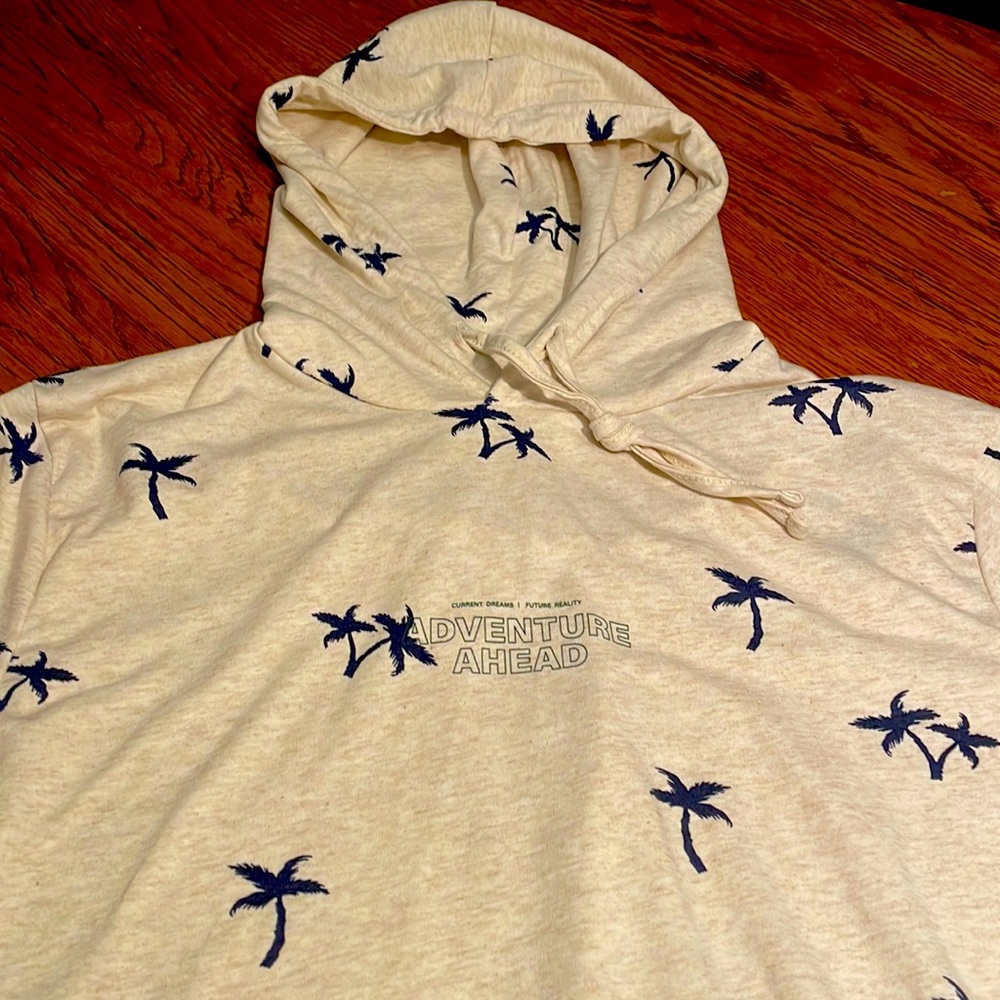 Adventure ahead lightweight hoodie, palm tree pattern